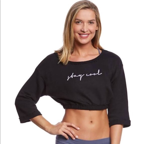 Free People Tops - NWT FREE PEOPLE STAY COOL CROPPED PULLOVER BLACK M